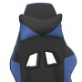 Silla gaming de masaje y reposapiés cuero sintético negro azul