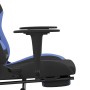 Silla gaming de masaje con reposapiés tela negro y azul