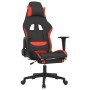 Silla gaming de masaje con reposapiés tela negro y rojo