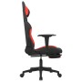 Silla gaming de masaje con reposapiés tela negro y rojo