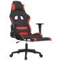 Silla gaming de masaje con reposapiés tela negro y rojo