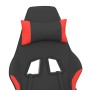 Silla gaming de masaje con reposapiés tela negro y rojo