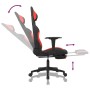 Silla gaming de masaje con reposapiés tela negro y rojo