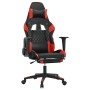 Silla gaming de masaje y reposapiés cuero sintético negro rojo