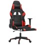 Silla gaming de masaje y reposapiés cuero sintético negro rojo