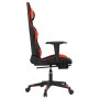 Silla gaming de masaje y reposapiés cuero sintético negro rojo