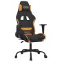 Silla gaming de masaje con reposapiés tela negro y naranja