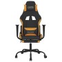 Silla gaming de masaje con reposapiés tela negro y naranja