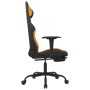 Silla gaming de masaje con reposapiés tela negro y naranja