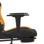 Silla gaming de masaje con reposapiés tela negro y naranja