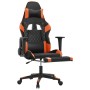 Silla gaming masaje y reposapiés cuero sintético negro naranja