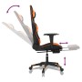 Silla gaming masaje y reposapiés cuero sintético negro naranja