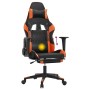 Silla gaming masaje y reposapiés cuero sintético negro naranja