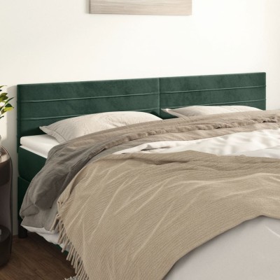 Cabeceros 2 unidades de terciopelo verde oscuro 80x5x78/88 cm