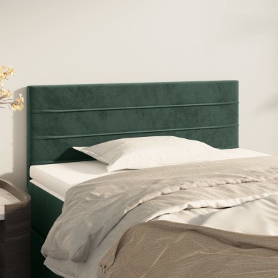 Cabecero de terciopelo verde oscuro 100x5x78/88 cm