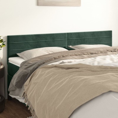 Cabeceros 2 unidades de terciopelo verde oscuro 100x5x78/88 cm