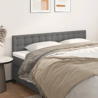 Cabeceros 2 unidades de cuero sintético gris 90x5x78/88cm