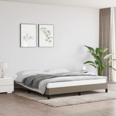 Cama sin colchón tela gris taupe 180x200 cm