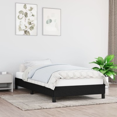 Estructura de cama sin colchón tela negro 100x200 cm
