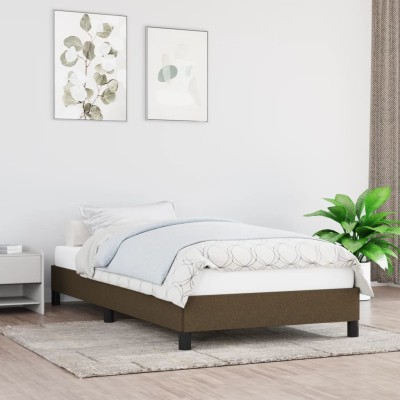 Estructura de cama sin colchón tela marrón oscuro 90x200 cm