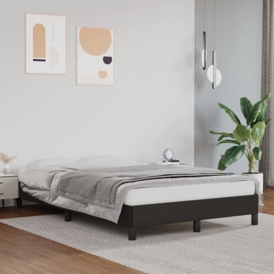 Estructura de cama sin colchón cuero sintético negro 120x200 cm