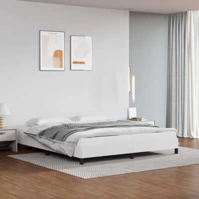 Estructura de cama sin colchón cuero sintético blanco 180x200cm