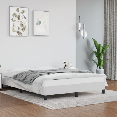 Estructura de cama sin colchón cuero sintético blanco 140x190cm