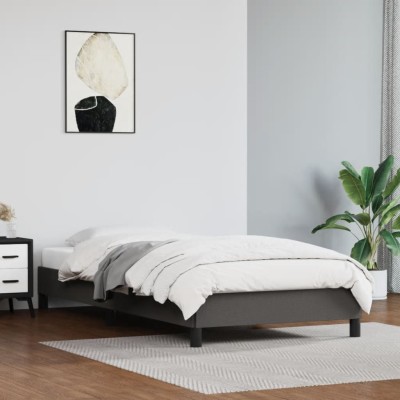 Estructura de cama sin colchón cuero sintético gris 90x190 cm