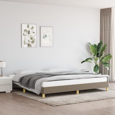 Cama sin colchón tela gris taupe 200x200 cm