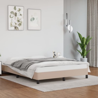 Estructura cama sin colchón cuero sintético capuchino 140x190cm