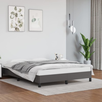 Estructura de cama sin colchón cuero sintético gris 140x200 cm