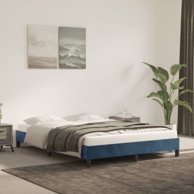 Estructura de cama sin colchón terciopelo azul oscuro 140x190cm