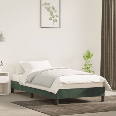 Estructura de cama sin colchón terciopelo verde oscuro 90x200cm