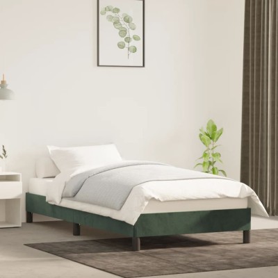 Estructura de cama sin colchón terciopelo verde oscuro 80x200cm
