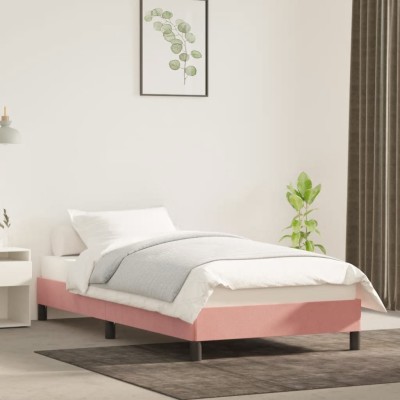 Estructura de cama sin colchón terciopelo rosa 90x200 cm