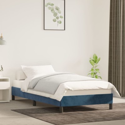 Estructura de cama sin colchón terciopelo azul oscuro 100x200cm