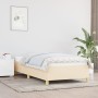 Estructura de cama sin colchón tela crema 90x190 cm