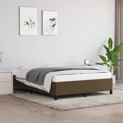 Cama sin colchón tela marrón oscuro 140x190 cm