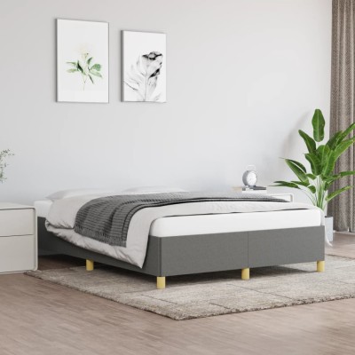 Cama sin colchón tela gris oscuro 140x190 cm
