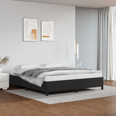 Estructura de cama sin colchón cuero sintético negro 160x200 cm