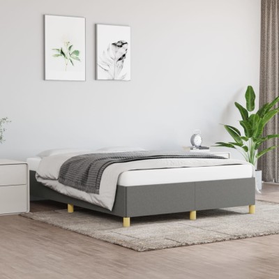 Estructura de cama sin colchón tela gris oscuro 140x200 cm