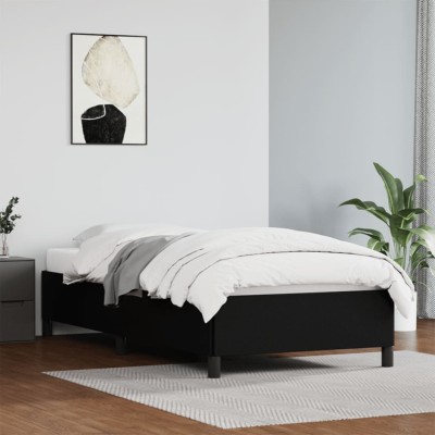 Estructura de cama sin colchón cuero sintético negro 80x200 cm