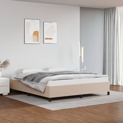 Estructura cama sin colchón cuero sintético capuchino 160x200cm