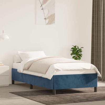Estructura de cama sin colchón terciopelo azul oscuro 100x200cm