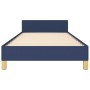 Estructura de cama con cabecero sin colchón tela azul 80x200 cm