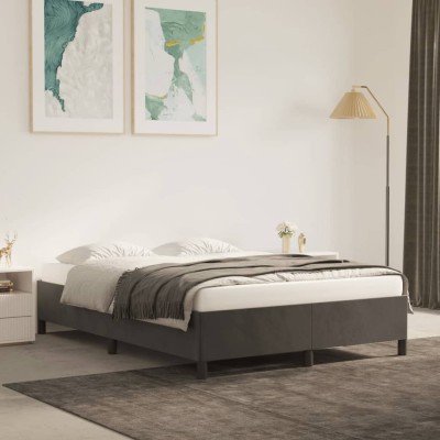 Estructura de cama sin colchón terciopelo gris oscuro 140x200cm