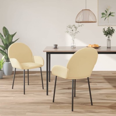Sillas de comedor 2 unidades terciopelo crema