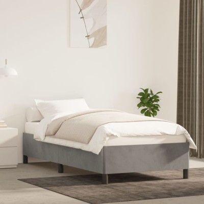 Estructura de cama sin colchón terciopelo gris claro 100x200 cm
