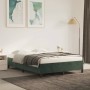 Estructura cama sin colchón terciopelo verde oscuro 140x200 cm