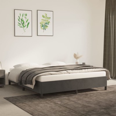 Estructura de cama sin colchón terciopelo gris oscuro 160x200cm